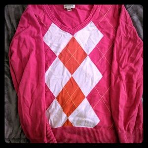 St John's Bay pink argyle sweater
